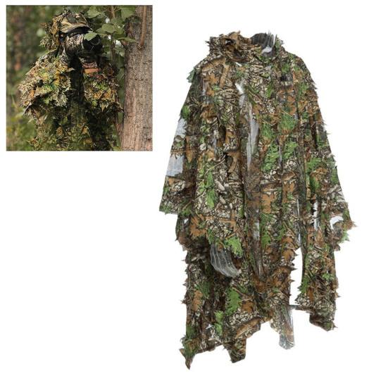 Камуфляжная накидка со скрытой кнопкой 3D Листья с капюшоном Маскировка Одежда для охоты