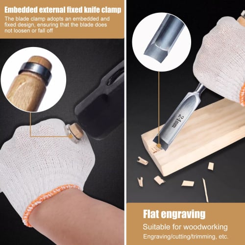 Set of 4 Regular Woodworking Chisels [For Woodworking, Hinge Installation, Threshold Groove Repair, Etc.] [Hammerable] [For Chamfering, Wood Carving,