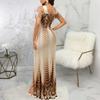 Lady Petticoats Plus Size 3D Digital Print Bandeau Waist Tight Short Sleeve Party Dress Women Off Shoulder Sling Split Hem Maxi Dress