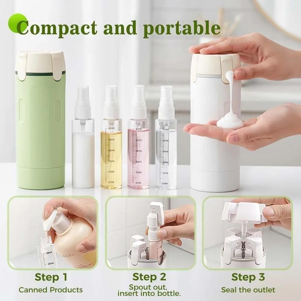 4-in-1 Travel Toiletry Bottles – Leak-Proof Refillable Containers with Measurement Scale & Labels