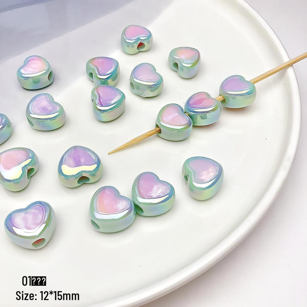 Green Series Hand-Painted Acrylic Beads for DIY Jewelry Making