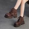 Paul Getty Head Leather Retro Thick Bottom Martin Boots Women's Winter New Height Increasing Plush Work Clothes Short Boots Warm Cotton