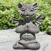 Garden Dragon Statue Adorable Baby Resin Dragon Figurine Ornament Gift Large Dragon Figurine with Lamp Sleeping Dragon Figurines