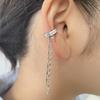 Long Chain Fringed Earbone Earrings Exquisite Drip Glaze C-Shaped Splicing Diamond-Set Earclips Personalized Style Ear Hanging Women