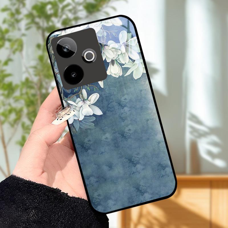 Для Realme GT7 5G Чехол Роскошный Чехол с Рисунком Закаленное Стекло Чехол для Телефона Для Realme GT 7 Fundas Жесткий PC Ударопрочный Корпус Бампер