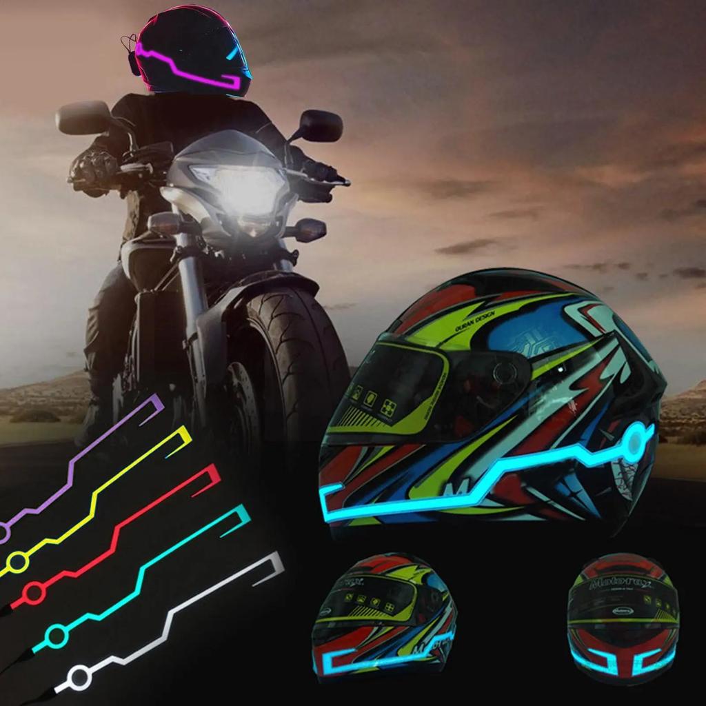 Waterproof Motorcycle Bike Helmet LED Cold Light Strip EL Sticker 4 Flashing Warning Lights Night Riding Helmet Kit Accessories