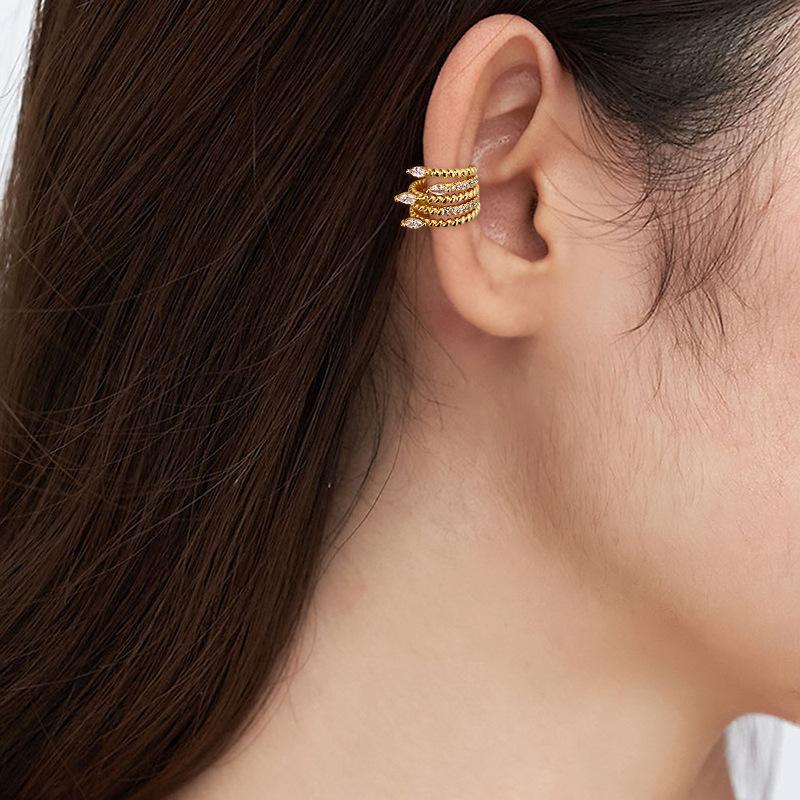 Wings Full Drill Ear Clips Without Ear Holes Cross-Border Cool And Handsome Elf Ear Hanging Personalized Multi-Layer Twist Ear Bone Clips