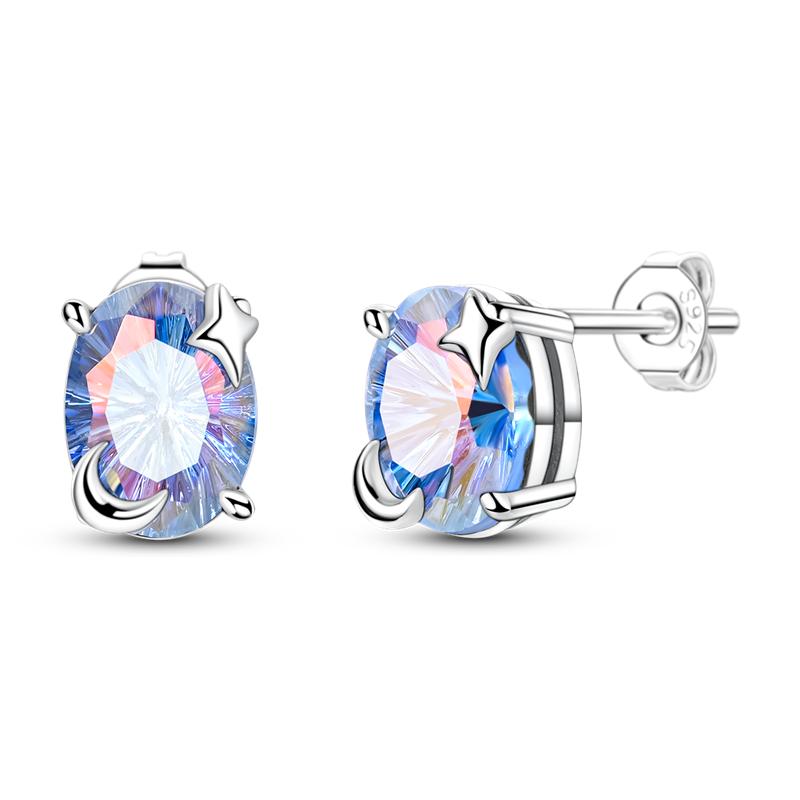 Purple Zircon Hoop Earrings 925 Silver U-shaped Liquid Metal Love Heart Fashion Earrings For Women Jewelry