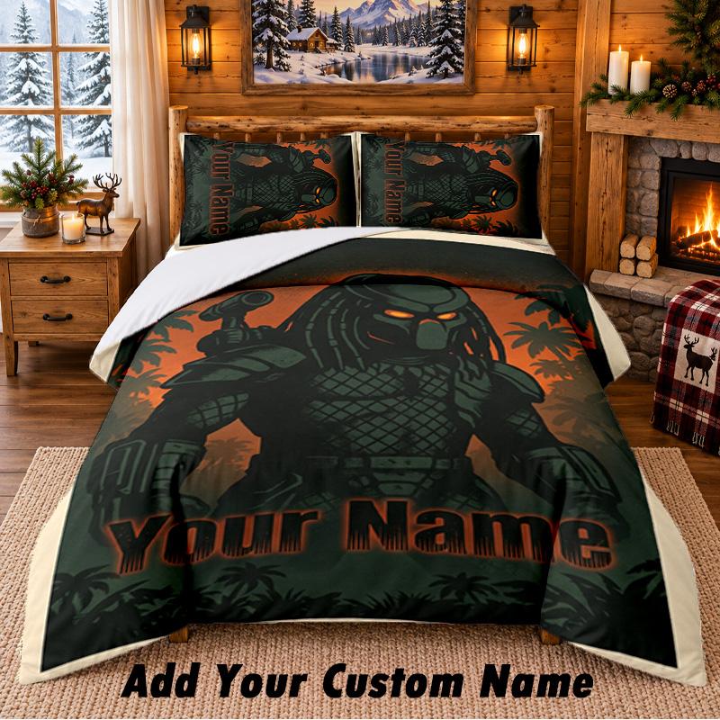 Predator Custom Name 3Pcs Bedding Set 1 Bed Sheet 2 Pillowcases Bedroom Home Decor