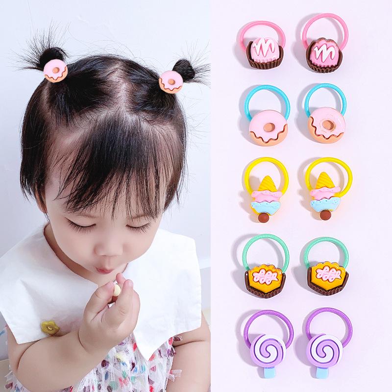 10PCS/Set 2CM Mini Cartoon Baby Girls Hair Ties Children HairBands Ponytail Elastic Rubber Band Newborn Hair Accessories