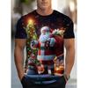 Christmas Tree Pattern Men's T-Shirt Funny Santa 3D Print Summer Casual Short Sleeve Crew Neck Top