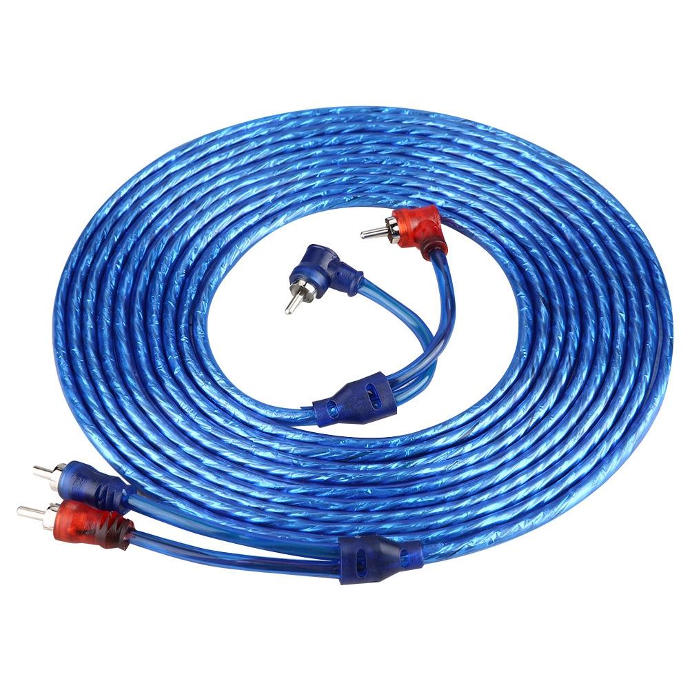 5 Meter AUTO Car Blue Transparent RCA Audio Interconnect Cable Ultra Flexible