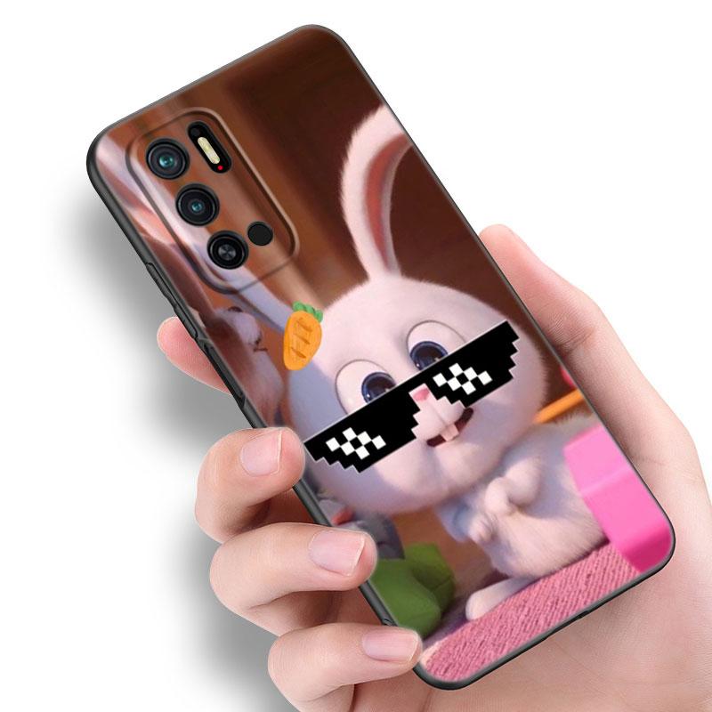 Cartoon Rabbit Phone Case For Xiaomi Redmi Note 7 8 9 10 Lite 11 11E 11T 12 Pro 11S 4G 10T 5G 8T 9S 10S Soft TPU Black Cover
