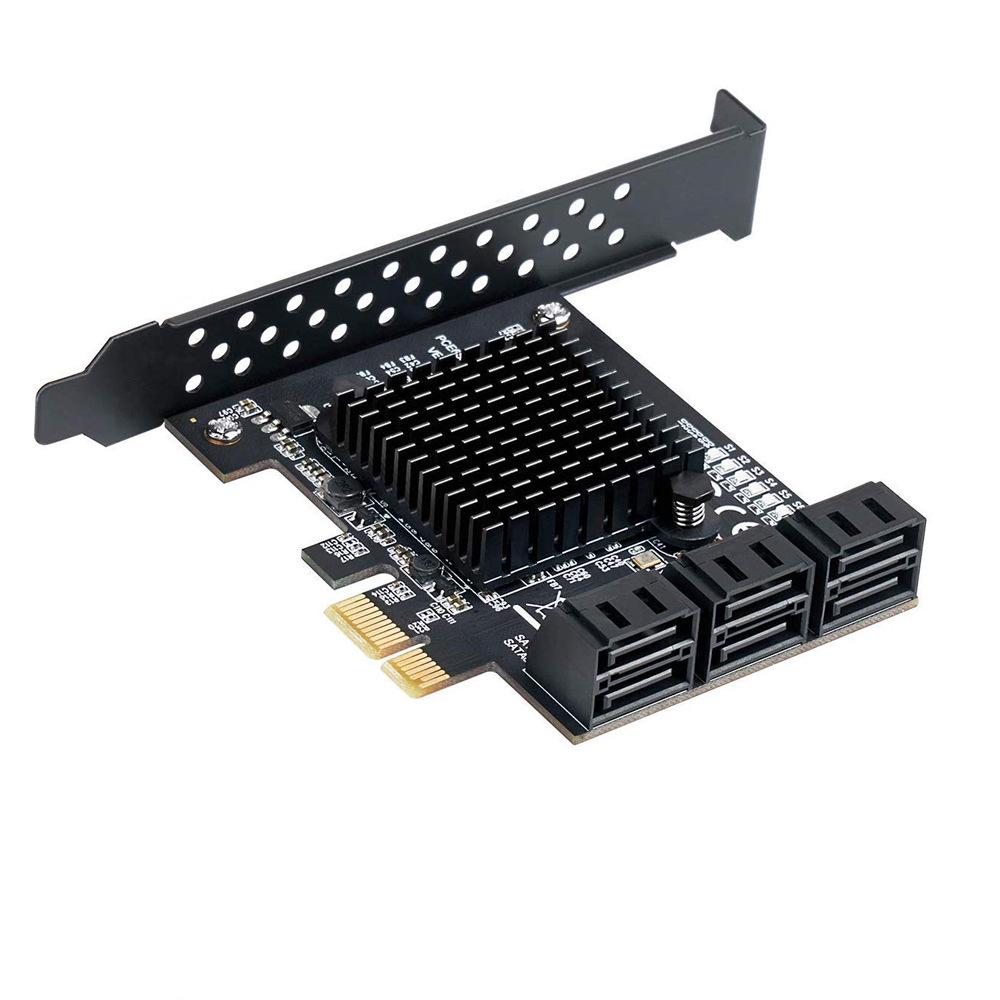 Карта расширения PCI-E на SATA 3.0, 4-портовый/6-портовый адаптер 6 Гбит/с для IPFS и Chia с чипом 88SE9215.