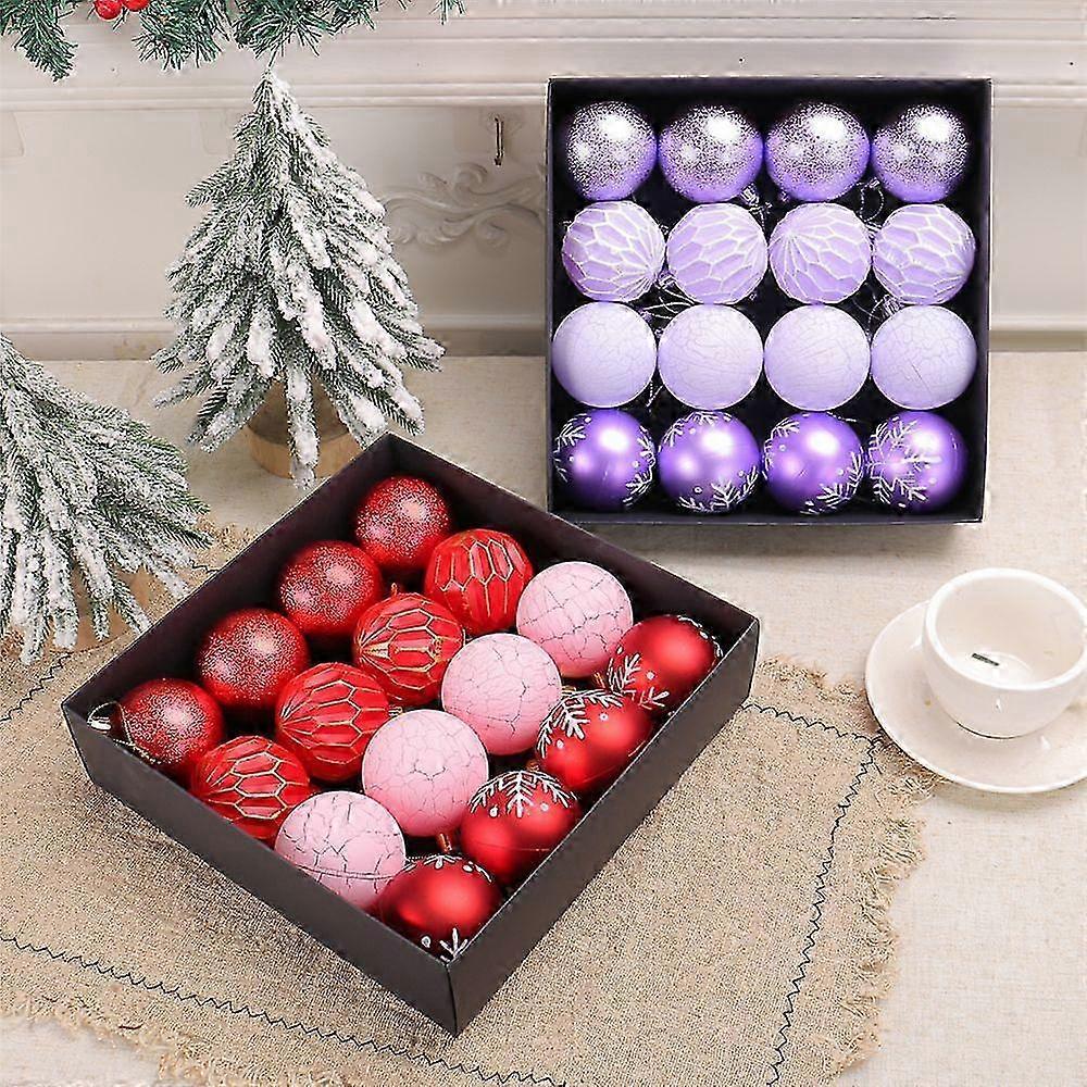 16pcs Christmas Sphere Ornament Collections Unique Christmas Tree Hanging Baubles Ornament For Seasonal
