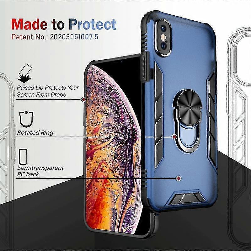 Cover case For Iphone X / Xs Magnetic Frosted Pc + Matte Tpu Shockpro Case With Ring Holder(phantom Black)