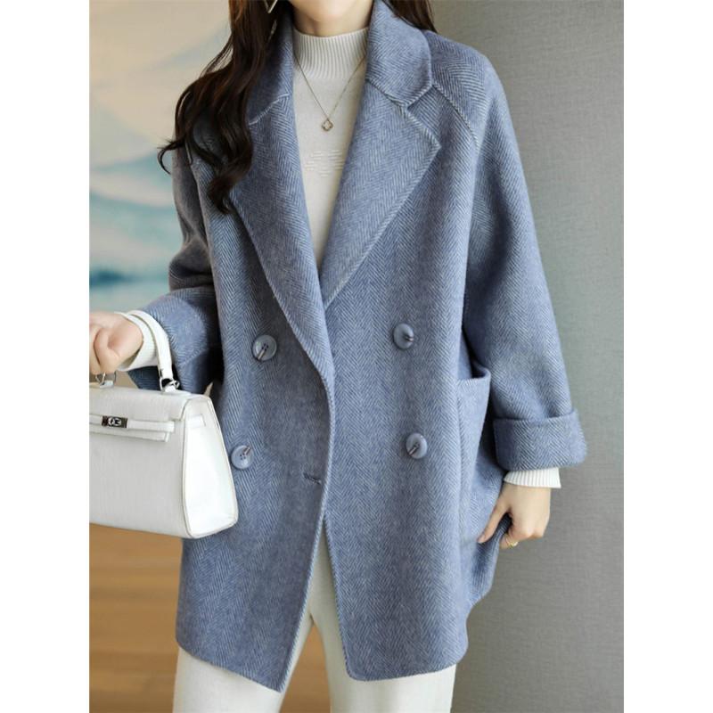 Tooxika осень и зима новый однотонный пиджак с воротником в елочку шерстяное пальто для женщин