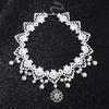 Fashion New Lady Gothic Jewelry Gift Lace Multilayer Collar White Beads Choker Necklace
