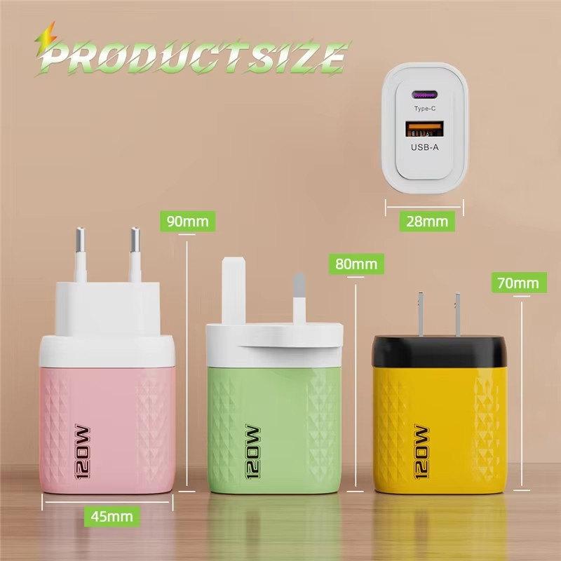 120W USB C Charger GaN Fast Charging Charger PD Quick Charge QC3.0 Wall Adapter For iPhone 15 Xiaomi POCO Samsung Huawei Oneplus