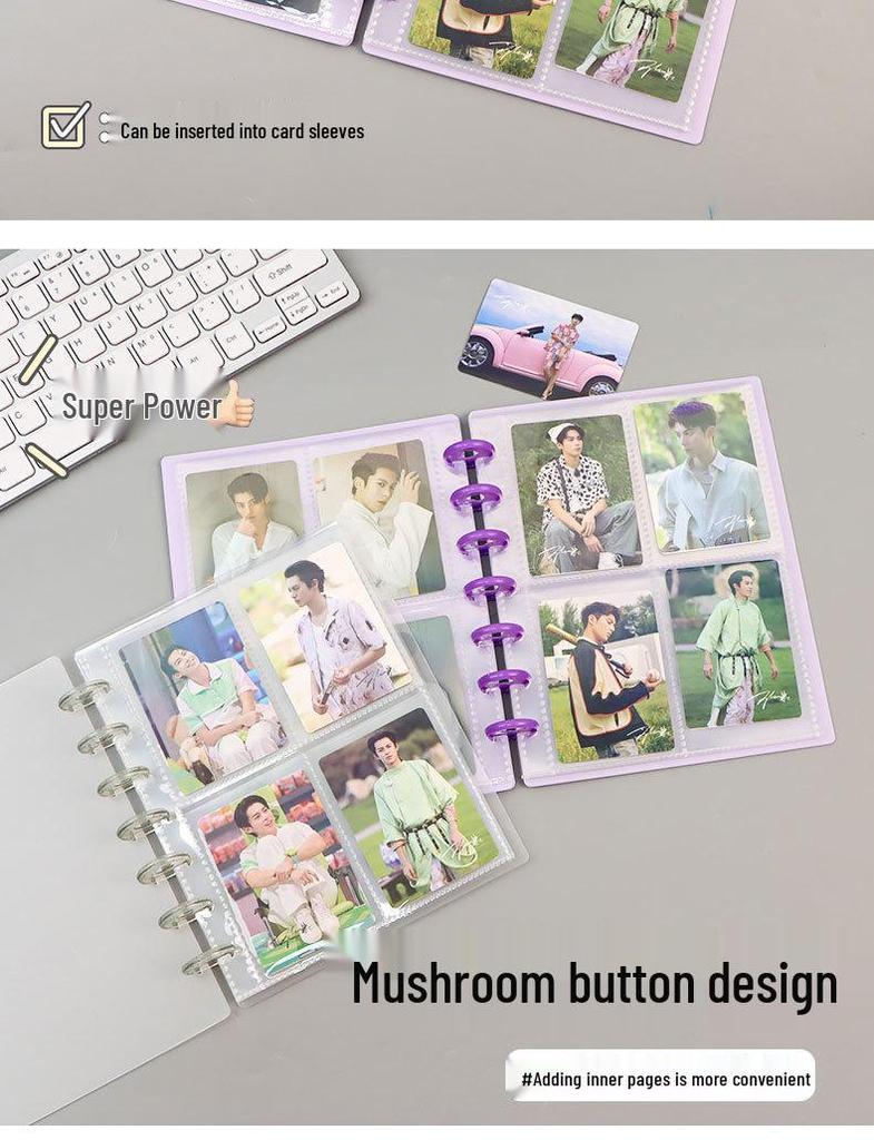 3-inch Polaroid Mushroom Loose-Leaf Album: Four-Grid Idol Card Collection