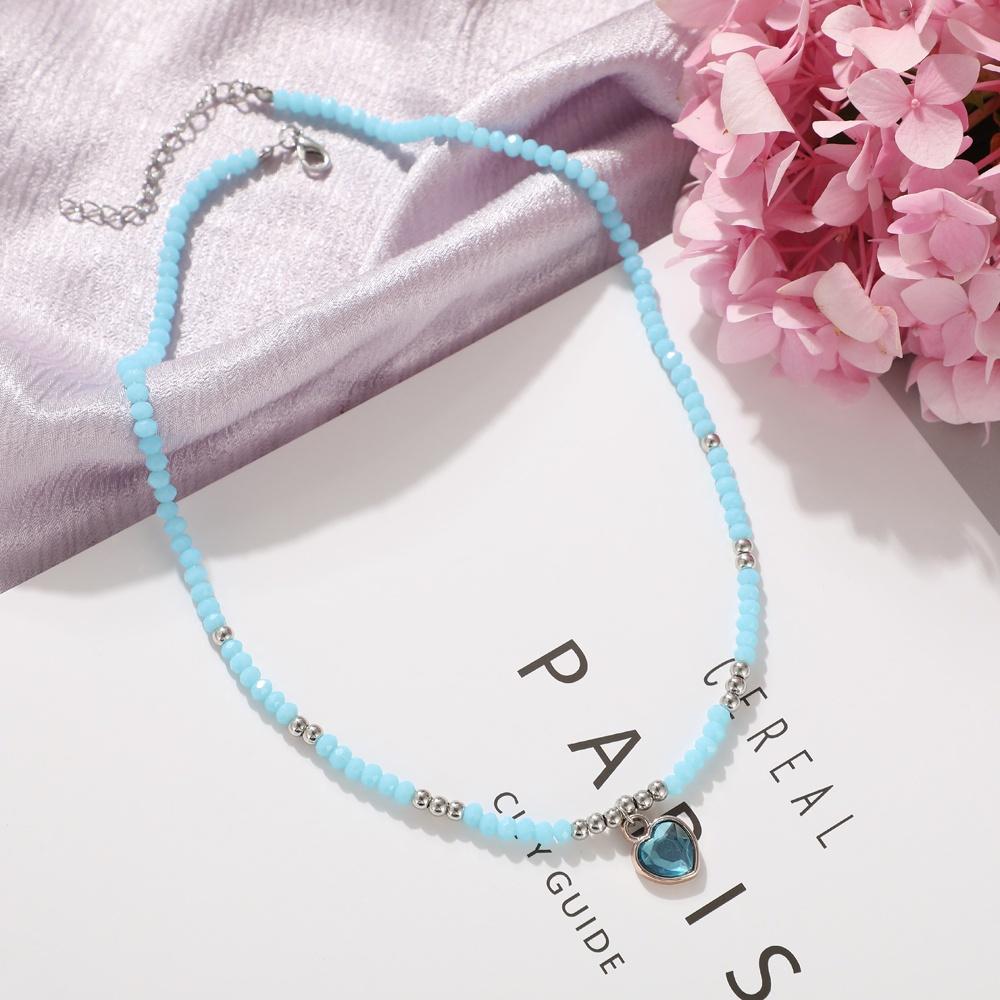 iF ME Korean Beads Necklace Fashion Heart Pendant Necklaces Choker Women Jewelry Accessories