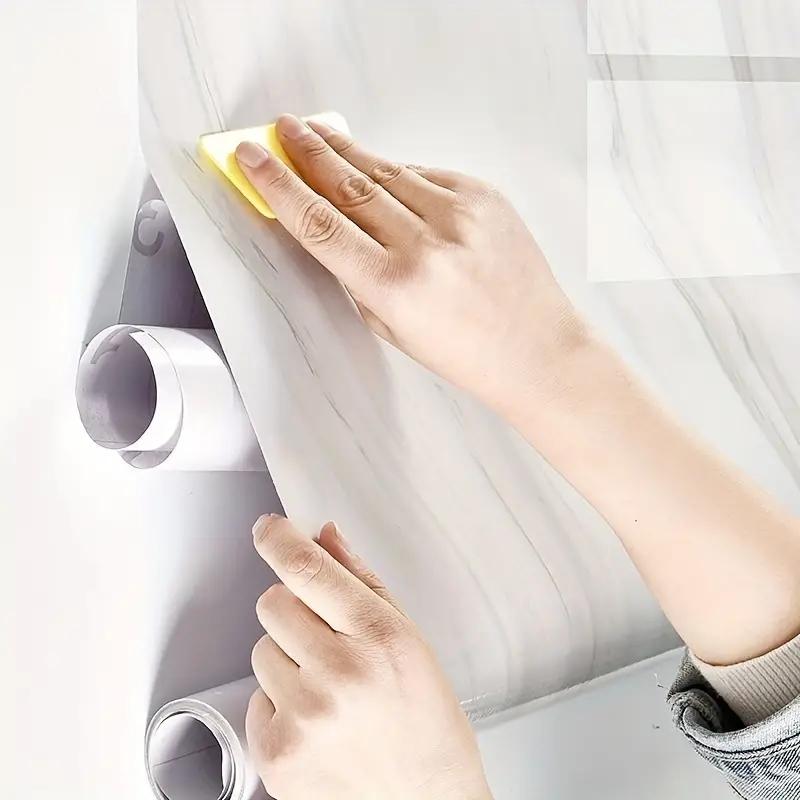 1 рулон самоклеящихся наклеек для ванной комнаты, кухонные обои, мраморный джаз белый, клейкая пленка, водонепроницаемая и жиростойкая наклейка на стену