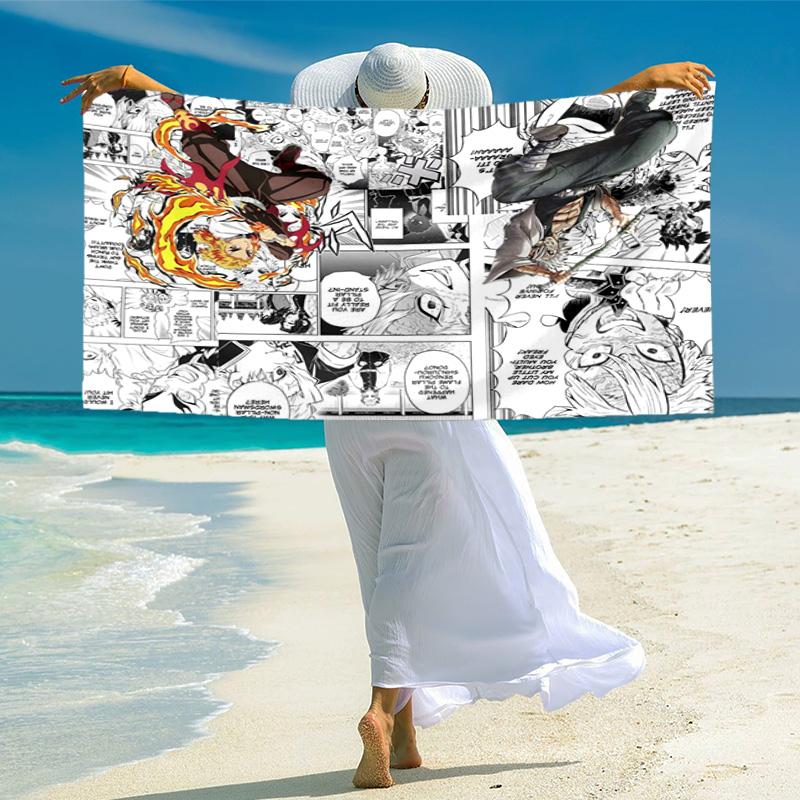 Japanese artist Koyoharu Gotouge's Demon Slayer beach towel, outdoor camping vacation swimming beach towel, outdoor absorbent bath towel blanket K17
