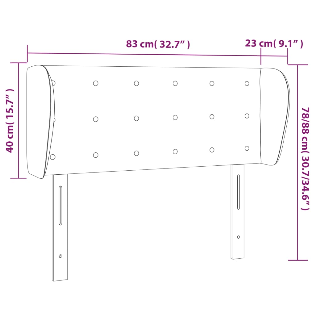 Headboard with Ears Dark Grey 83 x 23 x 78 88 cm Velvet
