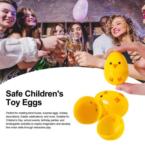 2.4 Inch Plastic Chick Easter Eggs Empty Yellow Mini Fillable Eggs for Easter Basket Stuffers Hunt Games Party Supplies