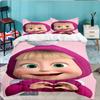 Heart-themed Ma-sha Illustration. 3PCS Bedding set,Ideal for 1pc Duvet Cover And 2pcs Pillowcases Perfect for Fan gift,Ideal for Bedroom, Dormitory
