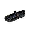 Wide And Fattened Large-Size Women'S Shoes Classic Versatile Round Head With Thick Heel Mary Jane Single Shoes Wide Fat Feet Small Leather Shoes