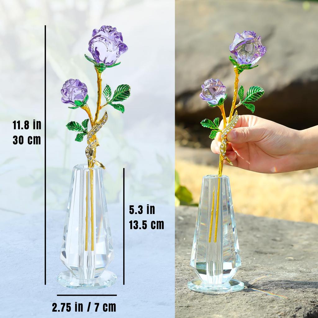 Фигурка фиолетовой розы из хрусталя K9 для фиолетовой розы в качестве романтического или дневного подарка для нее или для подруг, неувядающая ваза, день рождения, День святого Валентина,
