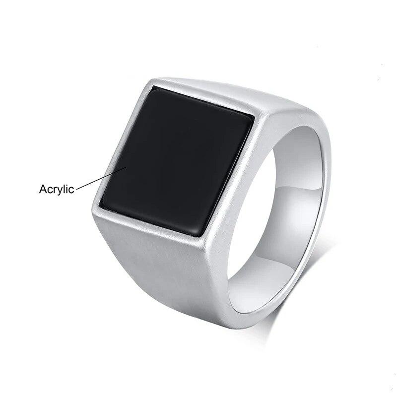 Jiayiqi Men's Ring Punk Rock Smooth 316L Stainless Steel Signet Ring For Men Hip Hop Party Jewelry Wholesale Male Wedding Anel