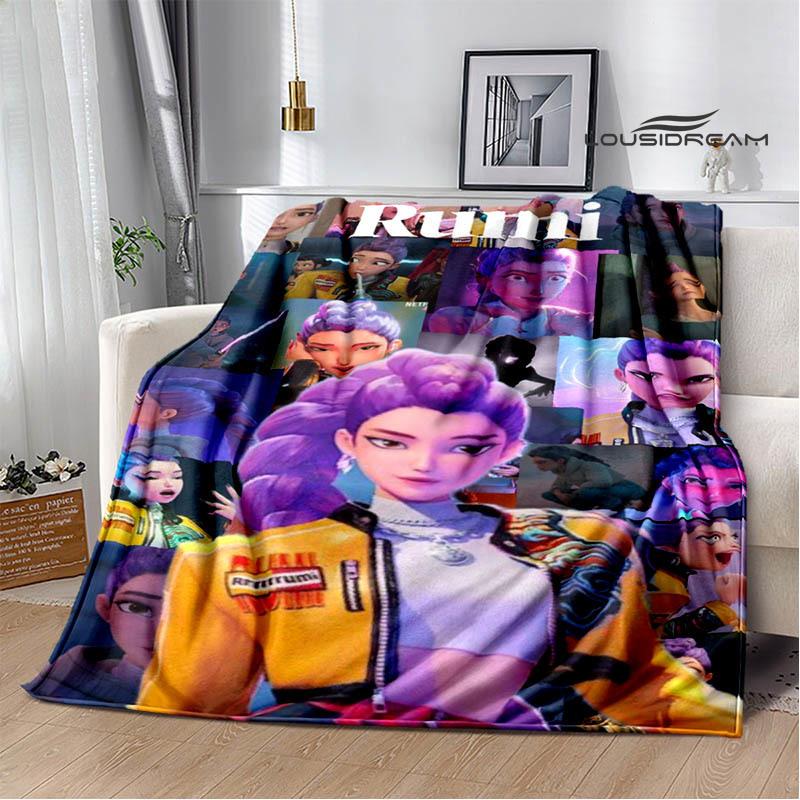 KPop Demon Hunters Cartoon printed blanket Picnic blanket Warm Flannel blankets Home bed linings blankets for beds Birthday Gift