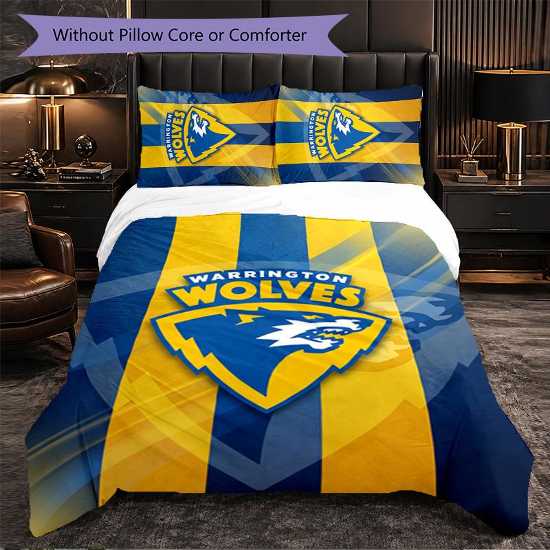 Набор постельного белья Warrington Wolves из микрофибры, 3 предмета, Декоративный комплект с пододеяльником для спальни, Домашнее использование