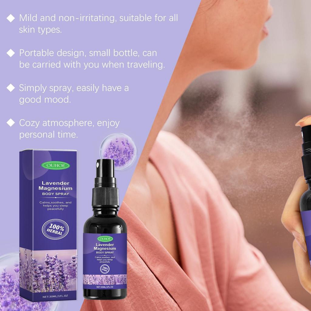 OUHOE Lavender Sleep Spray 30ml Natural Ingredients Promote Sleep, Relieve Stress, and Ensure a Restful Night's Sleep.