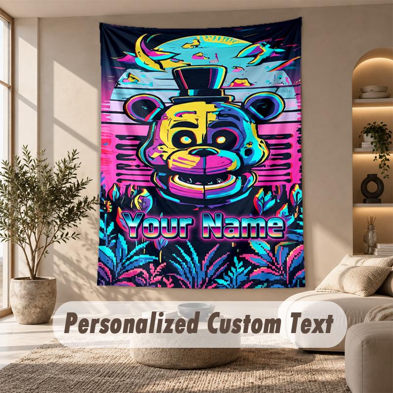 Five Nights at Freddy’s Tapestry, Personalized Custom Text, Wall Hanging Tapestry For Living Room Home Wall Decor