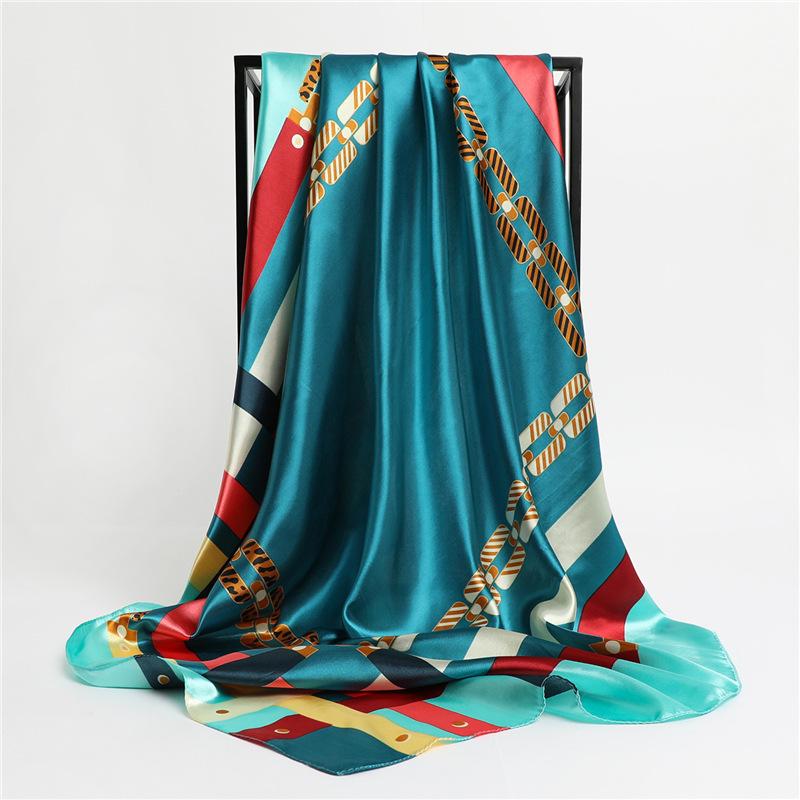 90 * 90cm New Silk Scarf Women'S Spring And Summer Decorative Scarf Sunscreen Travel Shawl Autumn And Winter Scarf Thin Edition