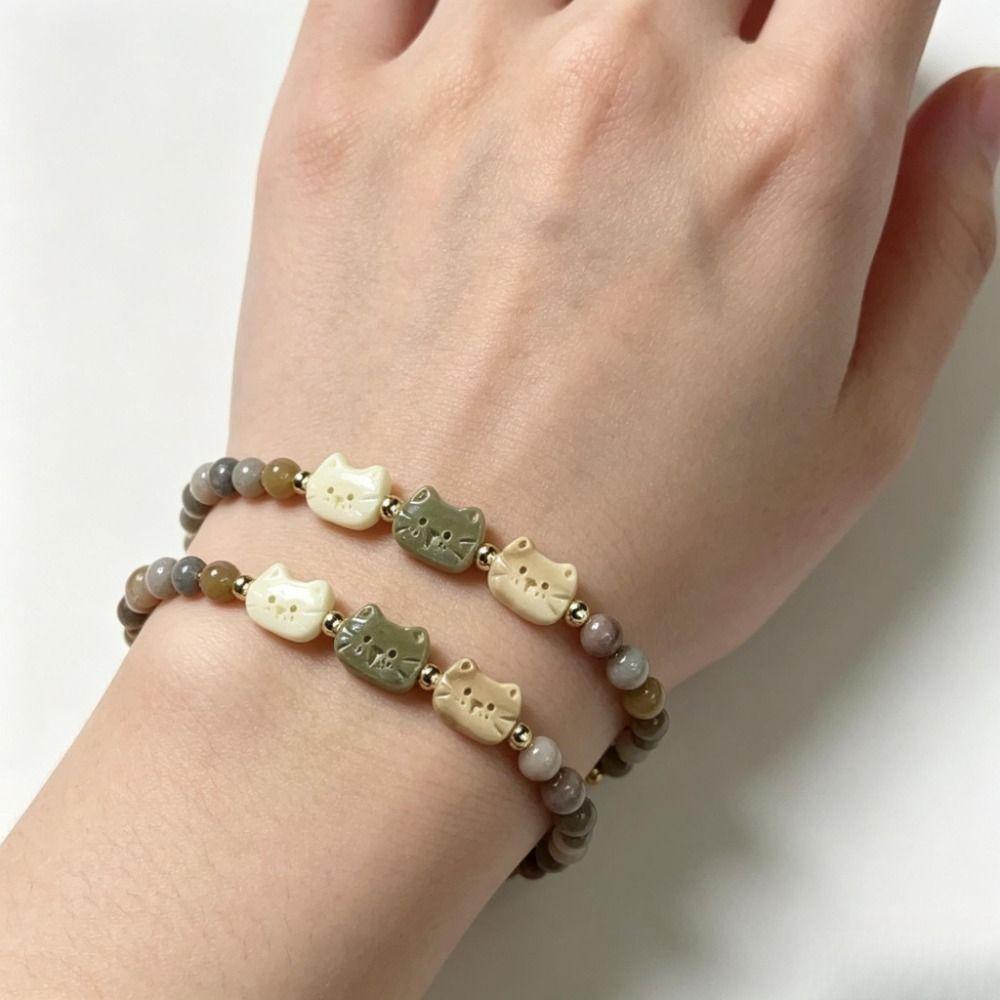 Resin Cat Bracelet Best Friend Stacked Bracelet Ornaments Women Jewelry Hand
