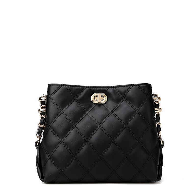 Advanced Fashion Bag Women's New Bucket Bag Versatile Crossbody Diamond Grid Chain Small Bag