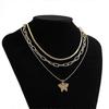 women simple butterfly pendant necklace multi-layer necklace 25-26