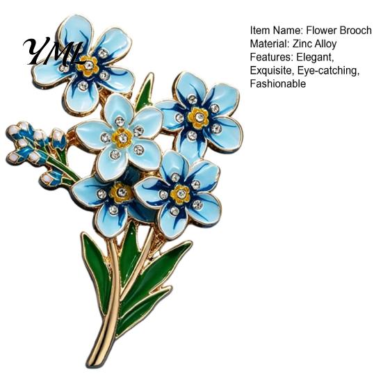 Exquisite Commemorative Gift Forget Me Not Flower Brooch, Alloy Blue Floral Lapel Pin, Memorial Enamel Vintage Style Brooch Pin for Coat, Dress, Hats,