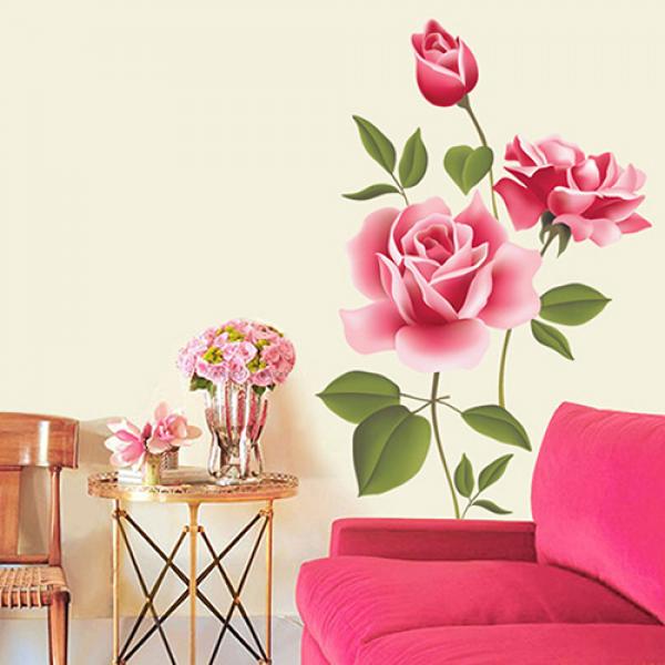 Сделай сам Домашнее украшение Фон для ТВ Съемная наклейка на стену с розовыми цветами KTY