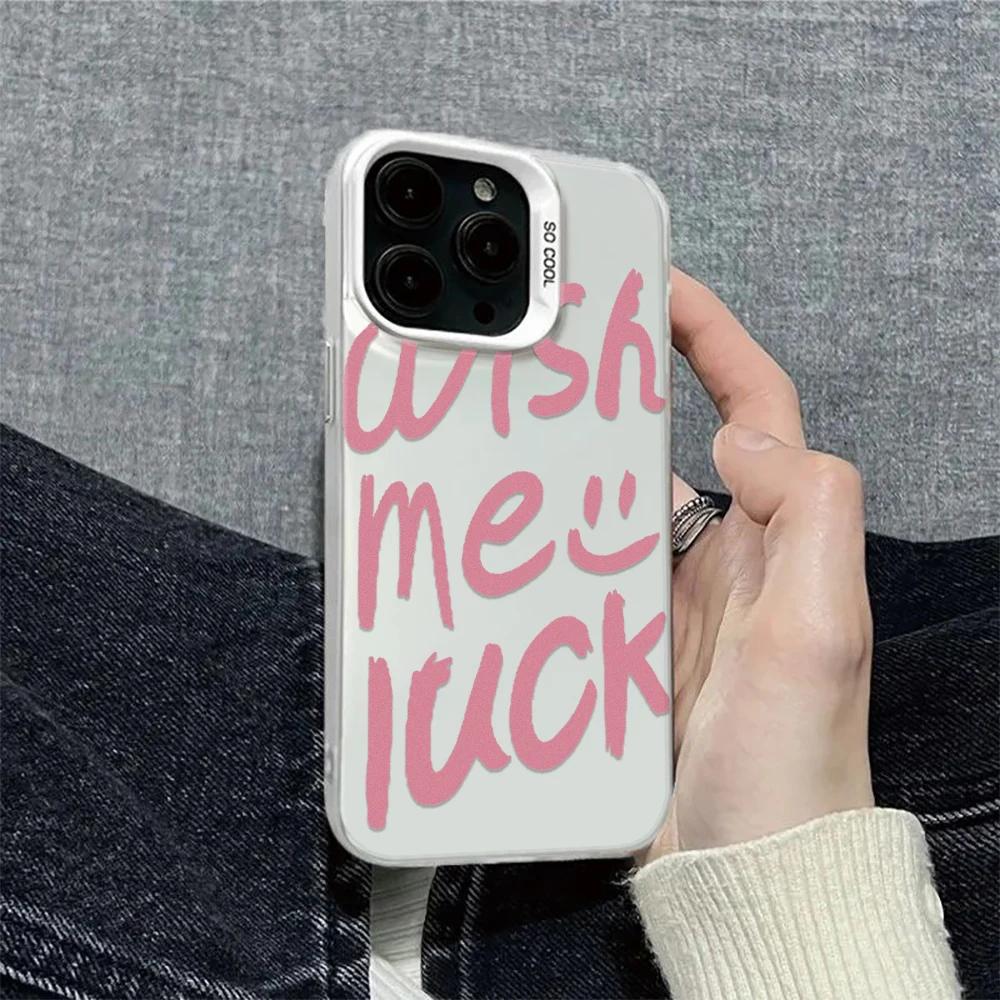 Rose red English letters Phone Case For lPhone 17 16Pro Max 15 14 13 12 11 Shockproof Bumper CoverCase Funda 16 Pro 15 14 Case