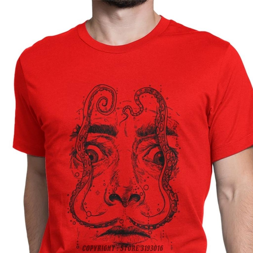 Octopus Dali TShirt Men Salvador Surrealism Painter Portrait Artist Vintage Cotton Tees Camisa T Shirts Hallowmas Tops