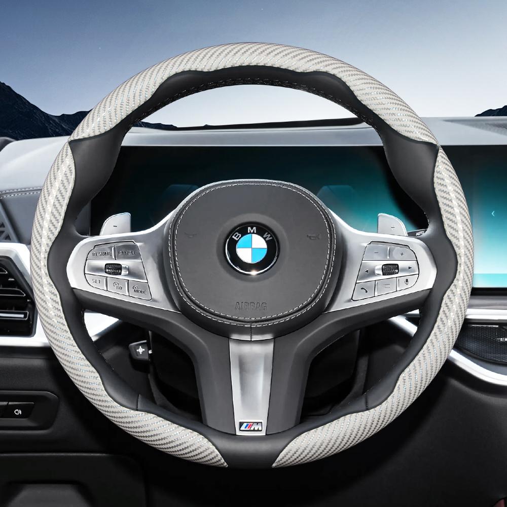 AYCCV1 Carbon fiber texture steering wheel cover for BMW fits X3 3 5 2 4 1 7 8 Series X1 X5 X2 X4 X6 X7 iX i4 i5 i7 Z4 XM iX1 iX2 non slip wear
