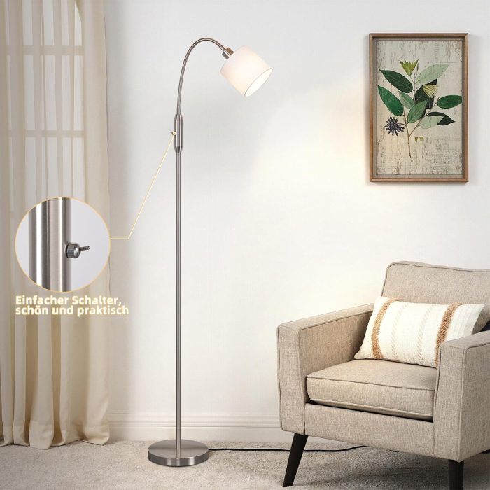 Lampadaire - NETTLIFE - Lampe Arc - E14 - Métal argent - 163 cm