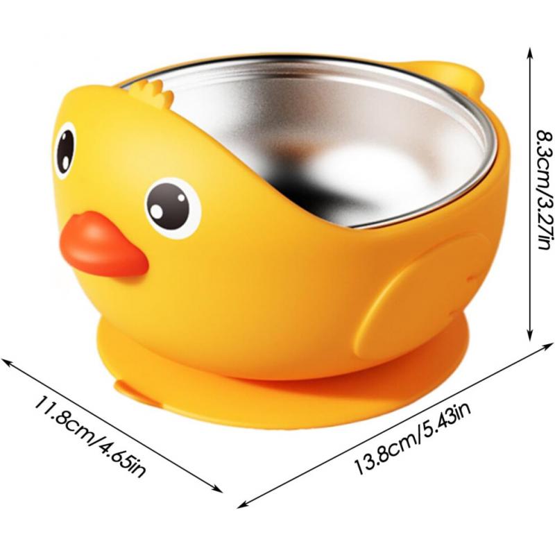 Baby Cup with Suction Cup for Independent Eating, Leak-proof Shockproof Design, Yellow Cartoon, Ideal for Nursery and Highchair
