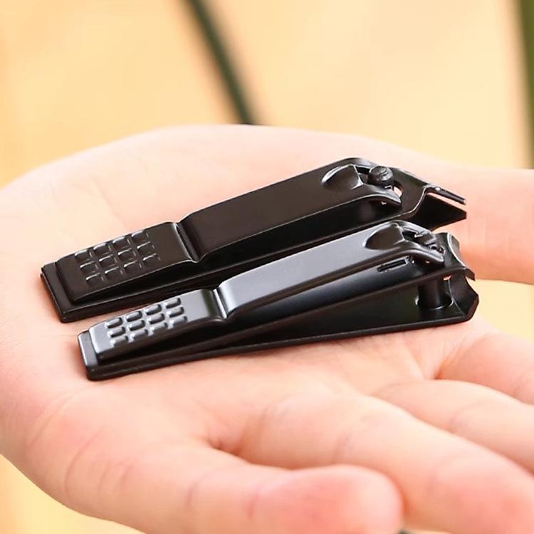 Кусачки для ногтей из нержавеющей стали, черные, большие, с защитой от брызг, переносные кусачки для ногтей, инструменты для маникюра