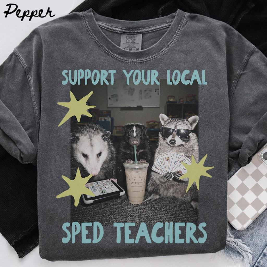 Comfort Colors SPED Shirt, Raccoon Teacher Tee, Special Education T-Shirt, Possum Back to School, SPED Department Gifts, Crew, Squad